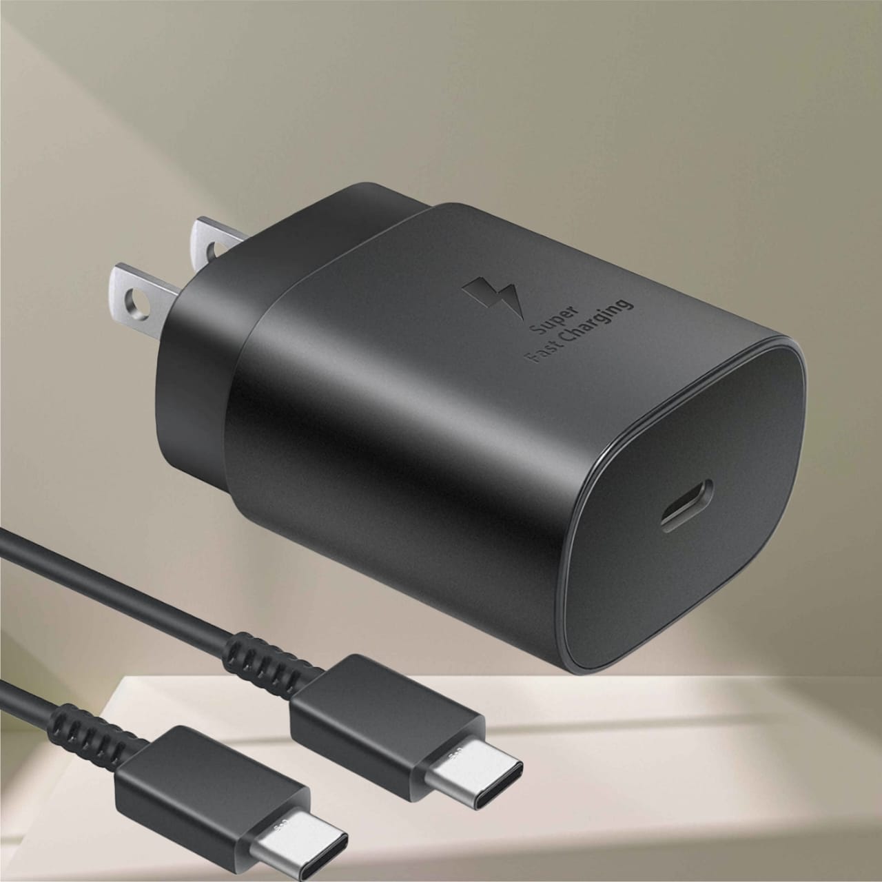 Compatible Samsung 25 Watt Quick Charge 6A Wall Charger for Mobile with Detachable Cable (Black , Cable Included)( Brand New , 1 Year warranty )