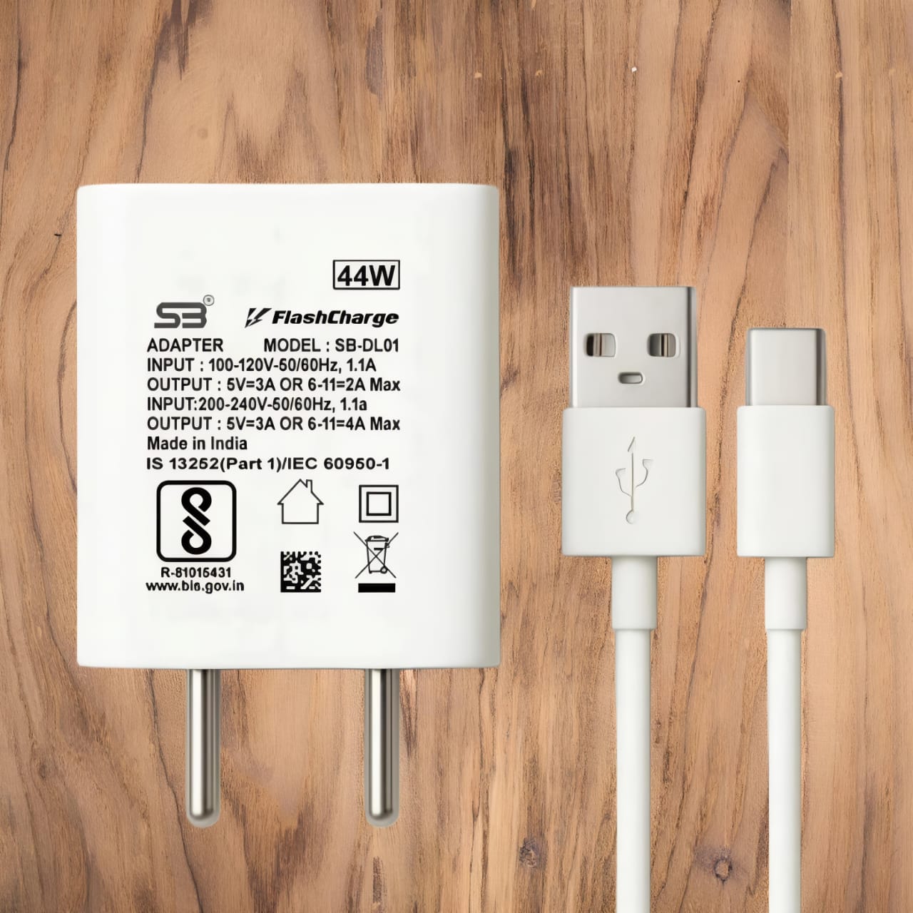 Compatible Vivo 44Watt Flesh  Charge 6A Wall Charger for Mobile with Detachable Cable (White, Cable Included)( Brand New , 1 Year warranty )