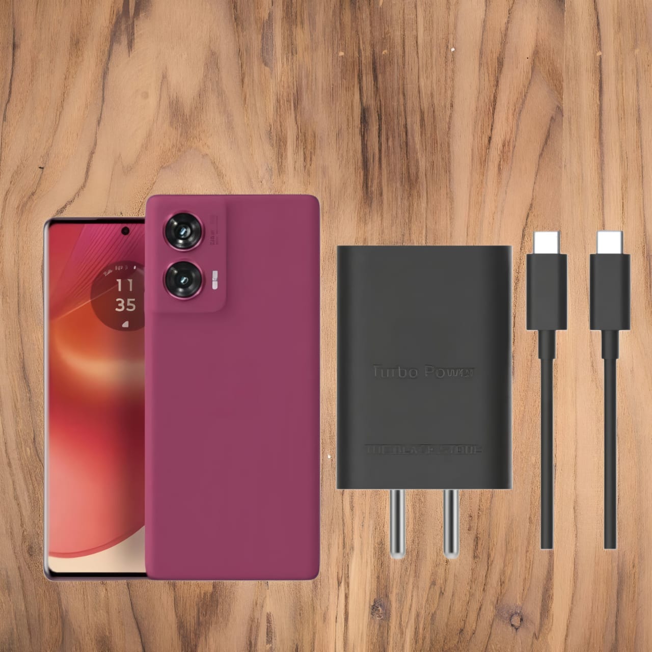 Compatible Motorola 33Watt Turbo Charge 6 A Wall Charger for Mobile with Detachable Cable (Black , Cable Included)( Brand New , 1 Year warranty )