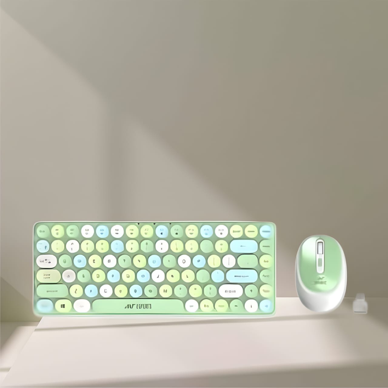 Ant Esports WKM33 Colourful, Round Keycaps, Long Battery Life GREEN APPLE KEYBOARD AND MOUSE W(Open Box, 3 Months Warranty)