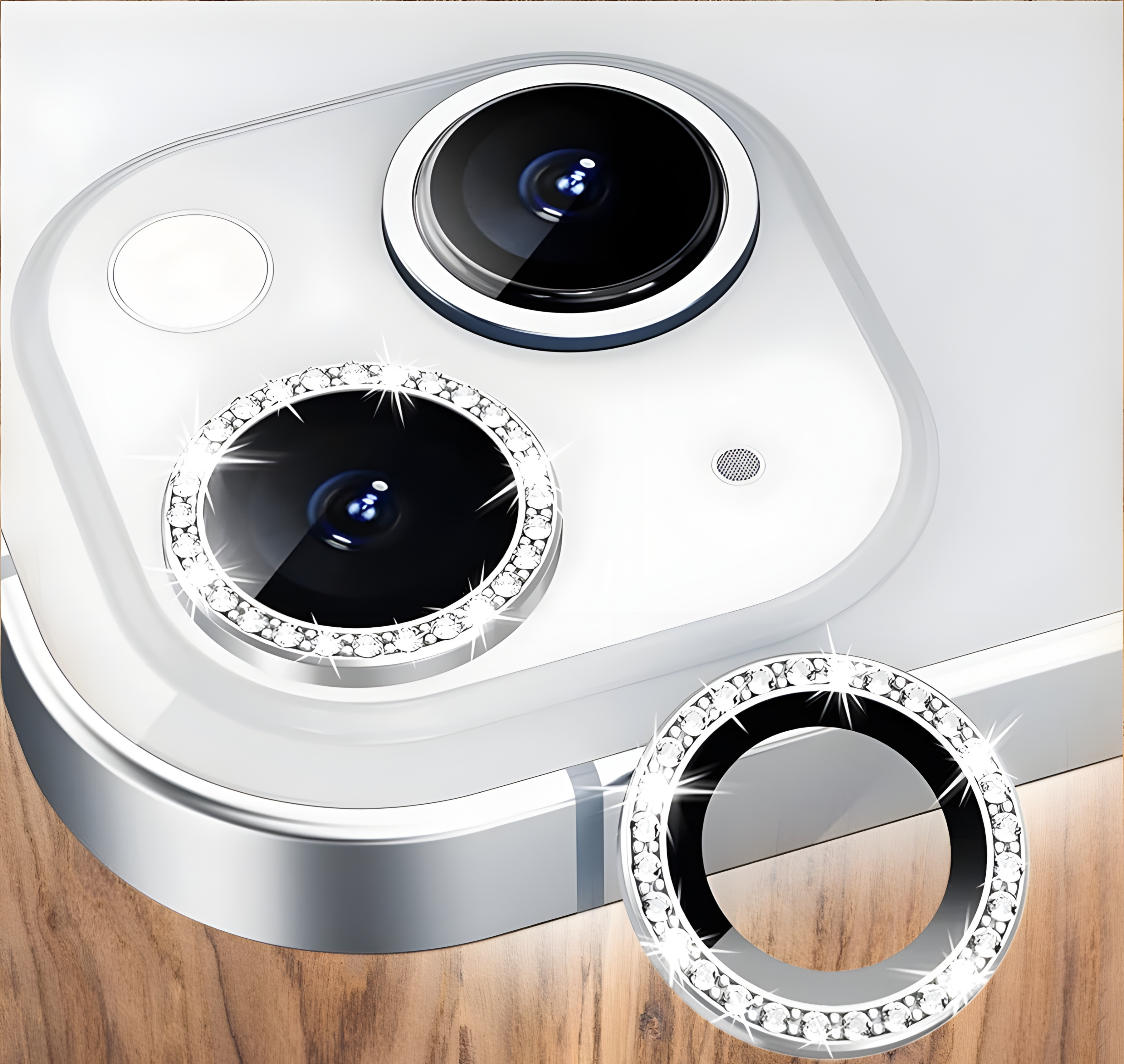 Premium Back Camera Lens Ring Guard Protector for iPhone 14 , iPhone 14 Plus , Aluminum Alloy Camera Lens Protector ( WHITE , Pack of: 1 )